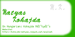 matyas kohajda business card